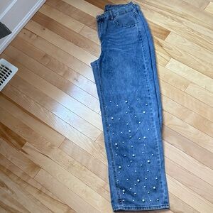 Blue Pearl Embellished Women Jeans